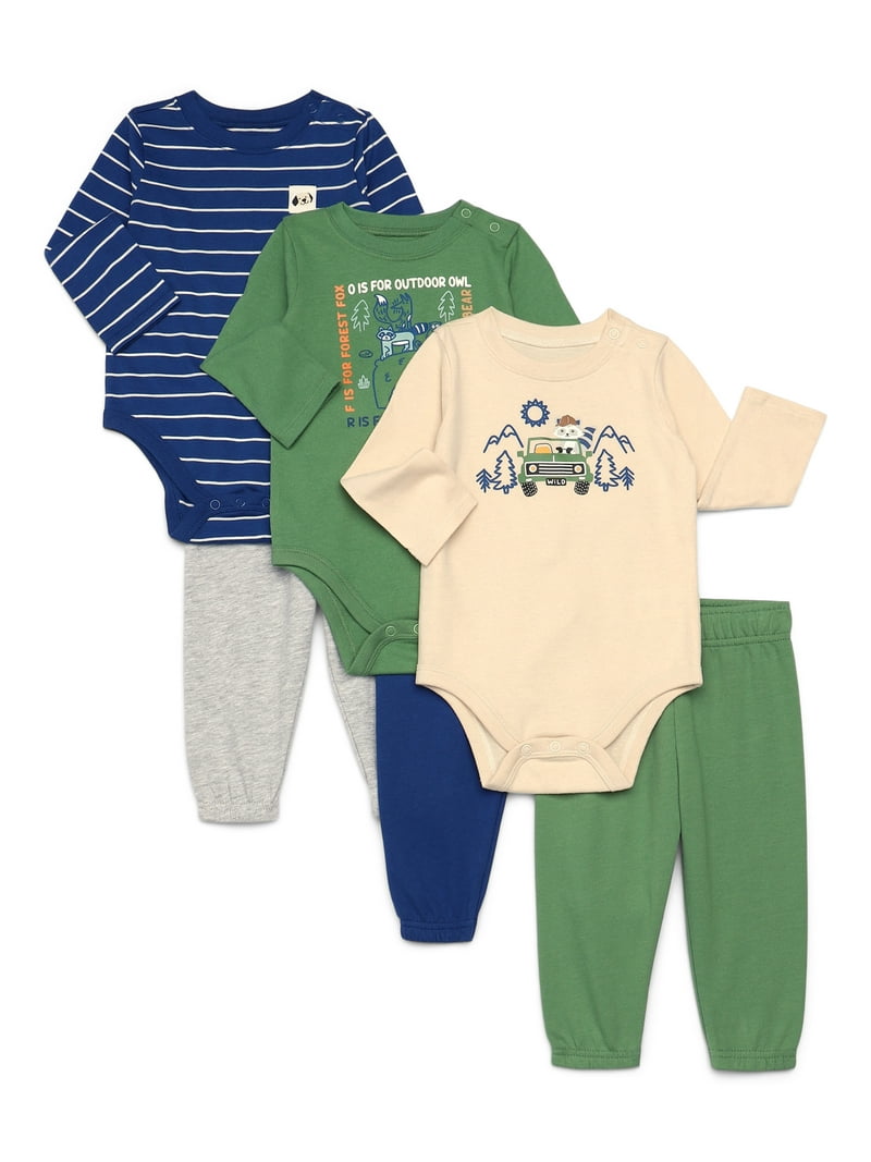 Garanimals Baby Boys Mix and Match Bodysuits and Joggers Kid-Pack
