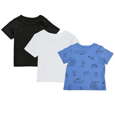 Garanimals Baby Boy Basic Short Sleeve T-Shirt Multipack, 3-Pack, Sizes 0-24 Months