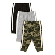 Garanimals Baby Boy Basic Taped Jogger Pants, 3-Pack, Sizes 0/3M-24M