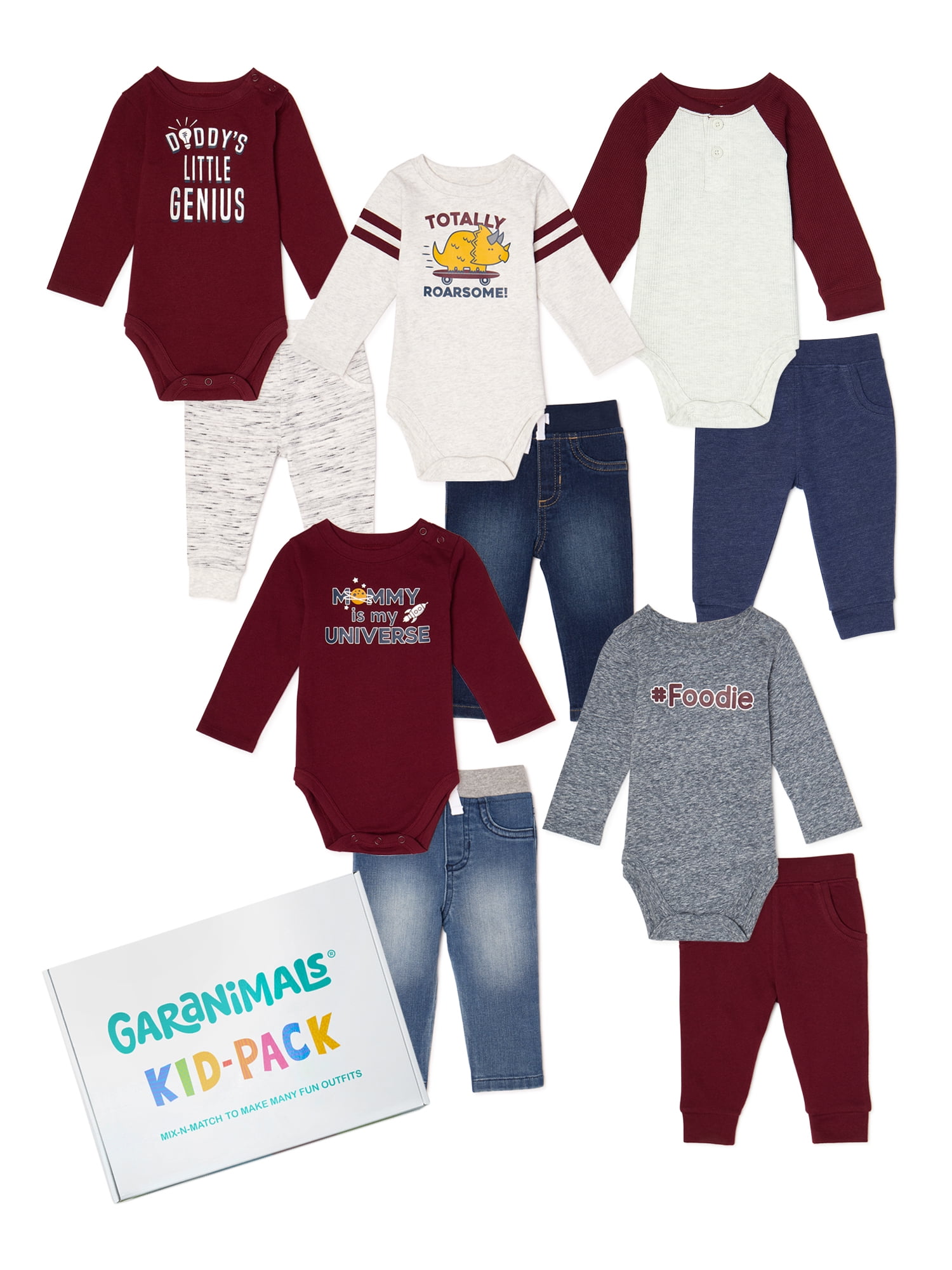 Garanimals Baby Boy Bordeaux KidPack Gift Box, 10pc Set