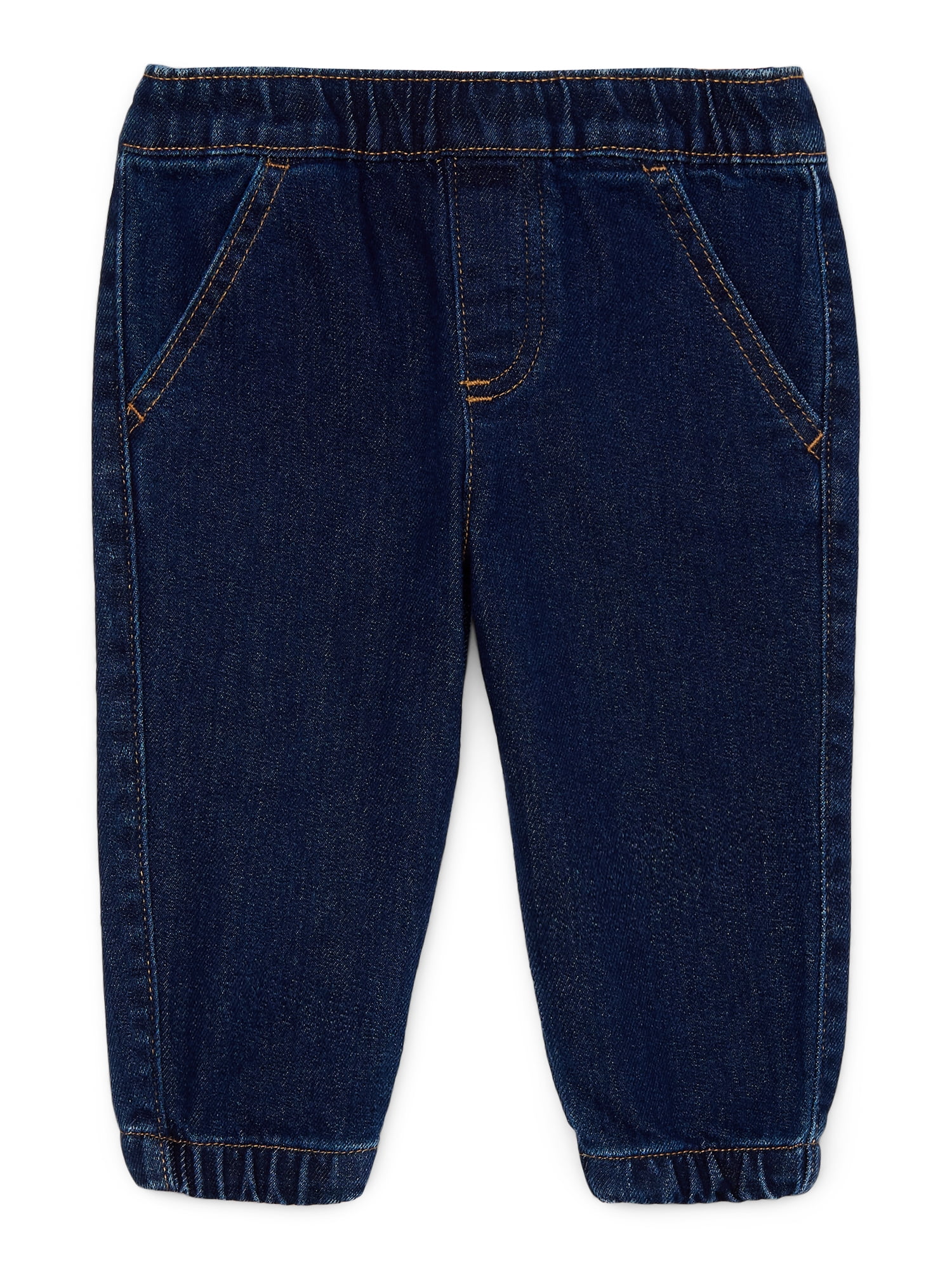 Babyhug Denim Washed Full Length  Jogger with Stretch - Dark Blue main image 1