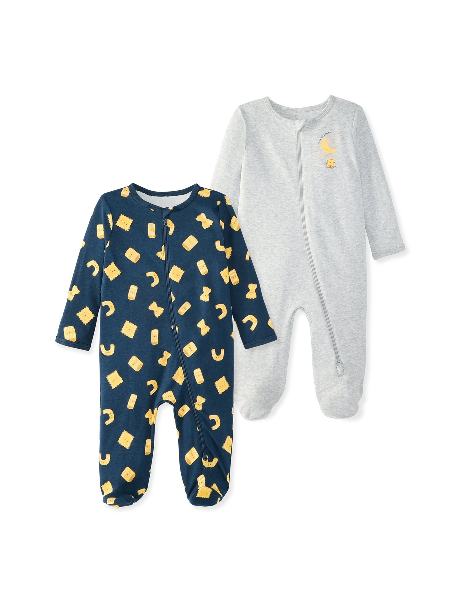 Garanimals Newborn & Baby 100% Cotton Footed Sleep & Play, Sizes Newborn–9M, 2-Pack