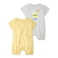 thumbnail image 1 of Garanimals Baby Boy Cotton Short Sleeve Rompers, Graphic Prints, 2-Pack, 0–24M, 1 of 9