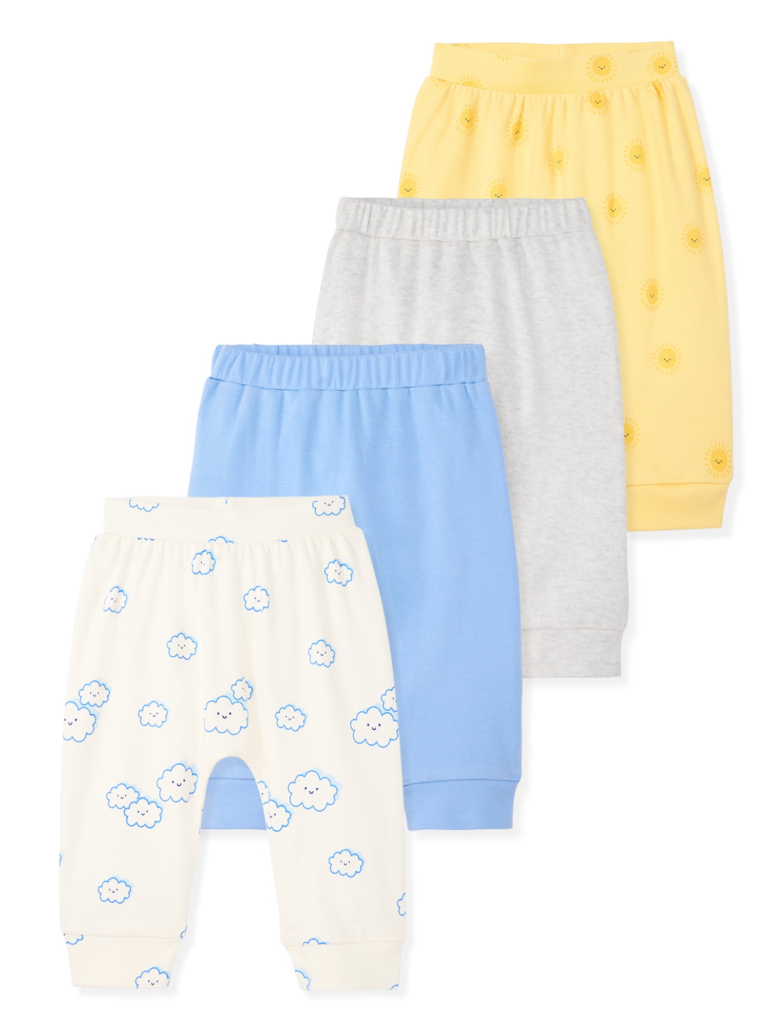 Garanimals Newborn & Baby Boy Cotton Pull-On Joggers, Solids & Prints, 4-Pack, Sizes 0 - 24M