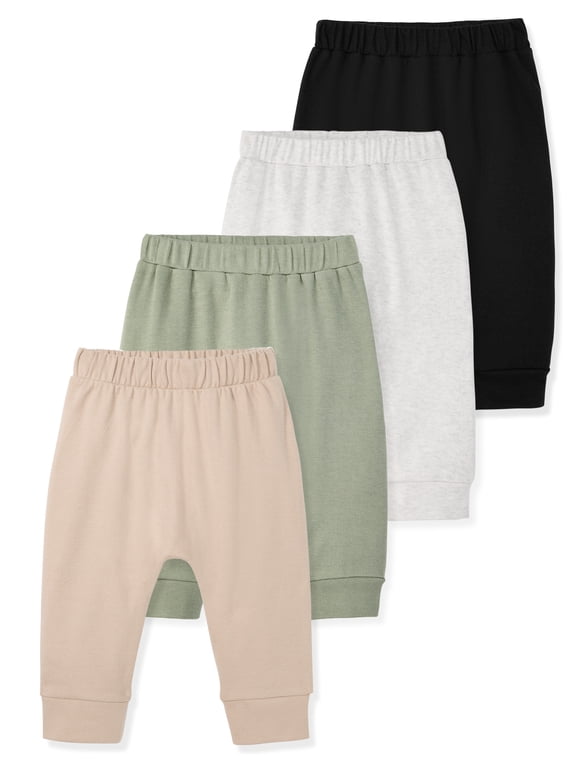 Newborn & Baby Boy 100% Cotton Pull-On Jogger Pants, Sizes 0–24M, Single & 4-Pack