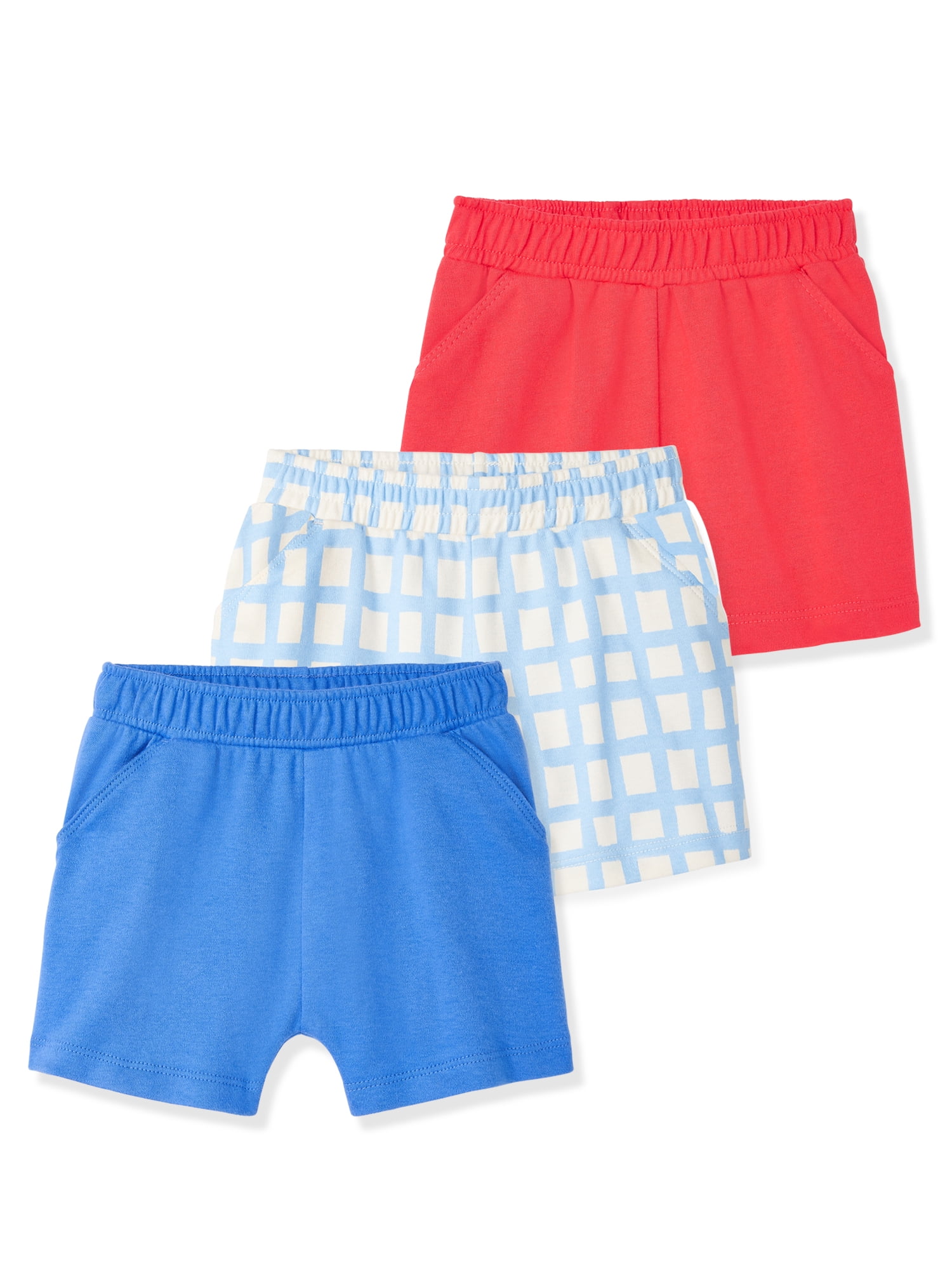Garanimals Newborn & Baby Boy Cotton Pull-On Shorts, Solids & Prints, 3-Pack, Sizes 0–24M