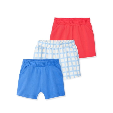 Garanimals Newborn & Baby Boy Cotton Pull-On Shorts, Solids & Prints, 3-Pack, Sizes 0–24M