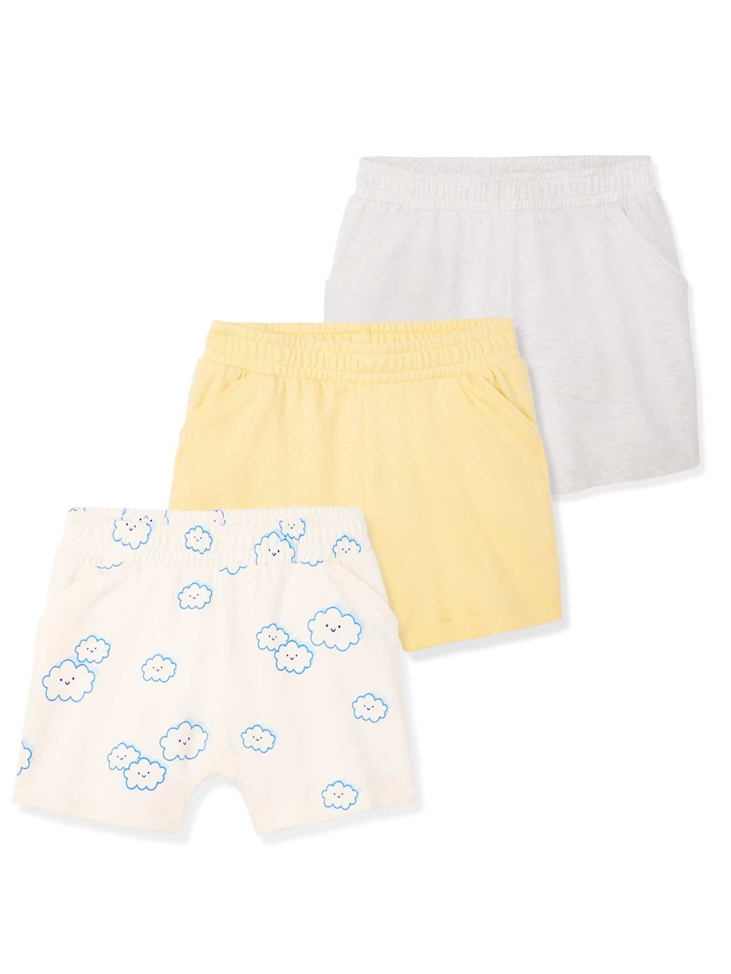 Garanimals Newborn & Baby Boy Cotton Pull-On Shorts, Solids & Prints, 3-Pack, Sizes 0 - 24M