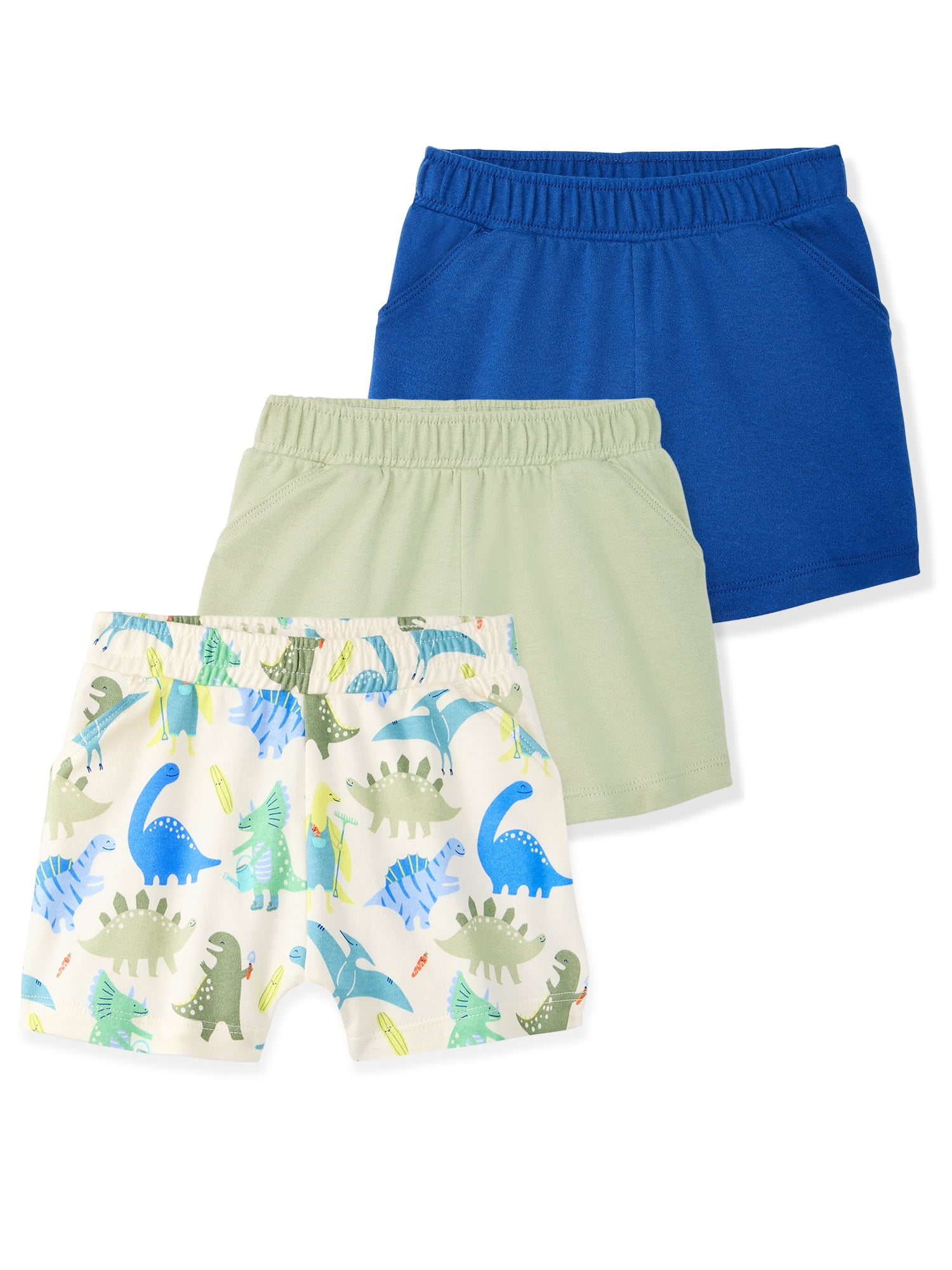 Garanimals Newborn & Baby Boy Cotton Pull-On Shorts, Solids & Prints, 3-Pack, Sizes 0–24M