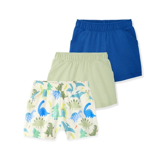 Garanimals Baby Boy Cotton Pull-On Shorts, Solids & Prints, 3-Pack, 0–24M