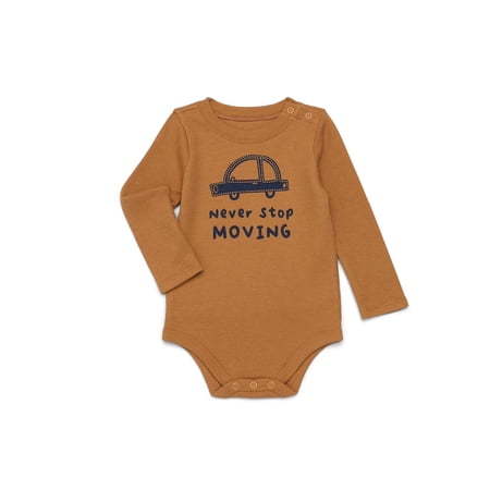 Garanimals Baby Boy Graphic Thermal Bodysuit with Long Sleeves, Sizes 0M-24M