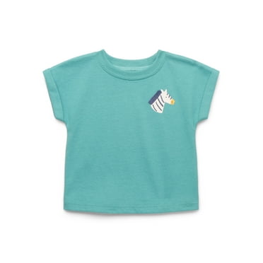 Garanimals Baby Boy Jersey Tee with Rolled Sleeves, Sizes 0-24 Months
