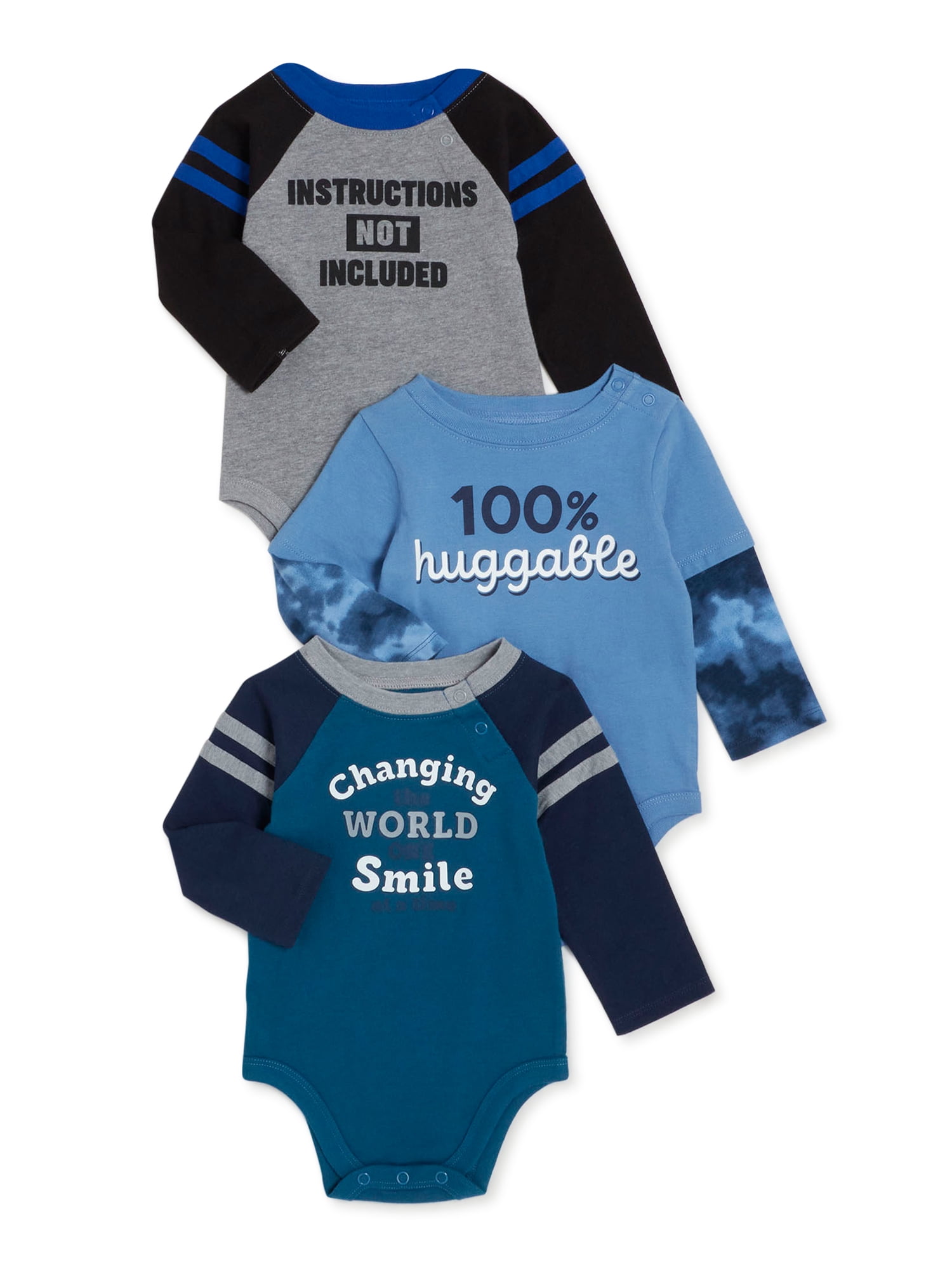 Garanimals Baby Boy Long Sleeve Bodysuit Multipack Set, 3Piece, Sizes