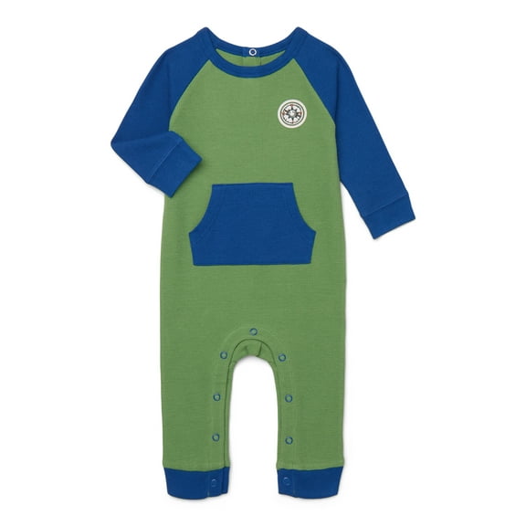 Garanimals Baby Boys Colorblock Waffle Jumpsuit One-Piece with Long Sleeves, Sizes 0M-24M