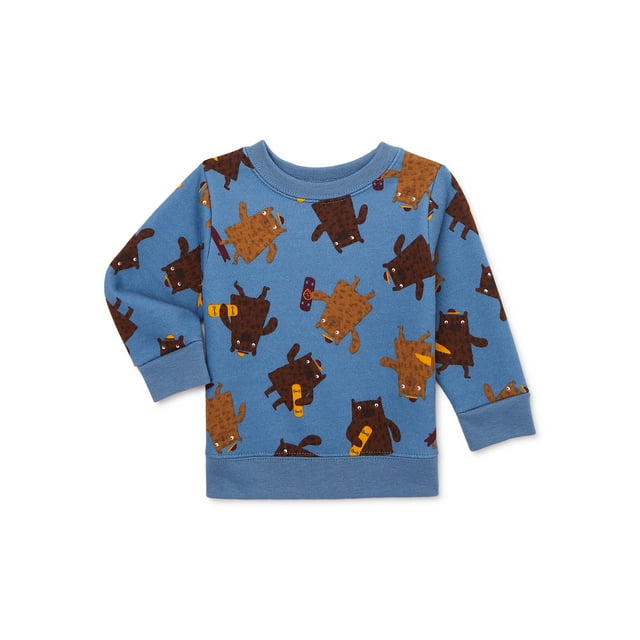 Garanimals Baby Boy Long Sleeve Print Fleece Sweatshirt, Size 624