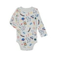 thumbnail image 1 of Garanimals Baby Boy Long Sleeve Print Thermal Bodysuit, Sizes 0-24 Months, 1 of 4