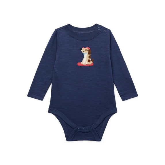 Garanimals Baby Boy Long Sleeve Slub Jersey Bodysuit, Sizes 0-24 Months