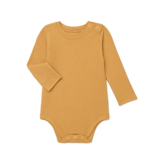 Garanimals Baby Boy Long Sleeve Solid Thermal Bodysuit, Sizes 0-24 Months