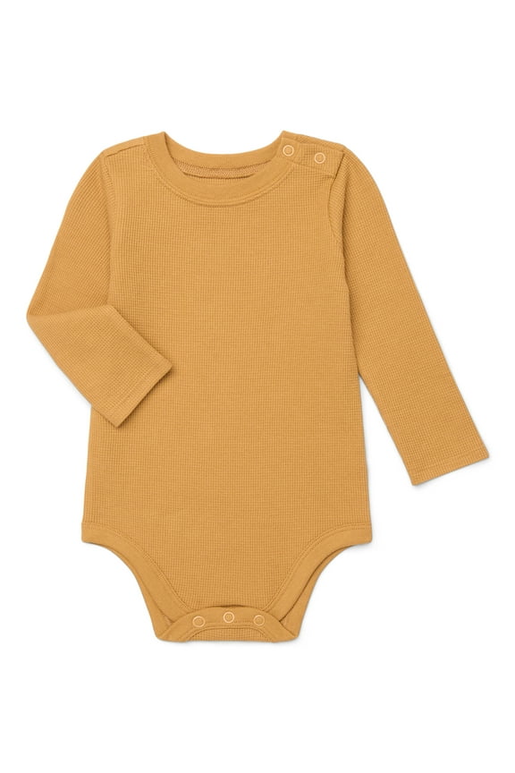 Baby Boy Long Sleeve Solid Thermal Bodysuit, Sizes 0-24 Months