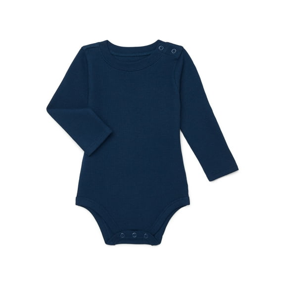 Garanimals Baby Boys Solid Thermal Bodysuit with Long Sleeves, Sizes 0-24 Months