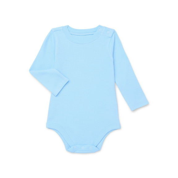 Garanimals Baby Boys Solid Thermal Bodysuit with Long Sleeves, Sizes 0-24 Months