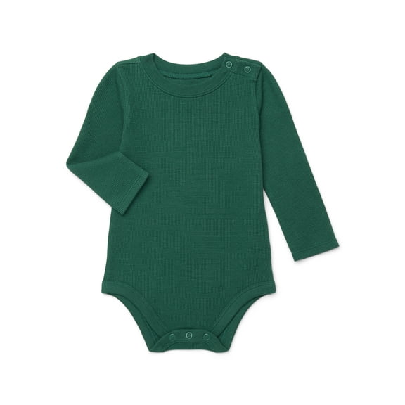 Garanimals Baby Boy Long Sleeve Solid Thermal Bodysuit, Sizes 0-24 Months