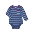 thumbnail image 1 of Garanimals Baby Boy Long Sleeve Striped Jersey Bodysuit with Pocket, Sizes 0-24 Months, 1 of 3