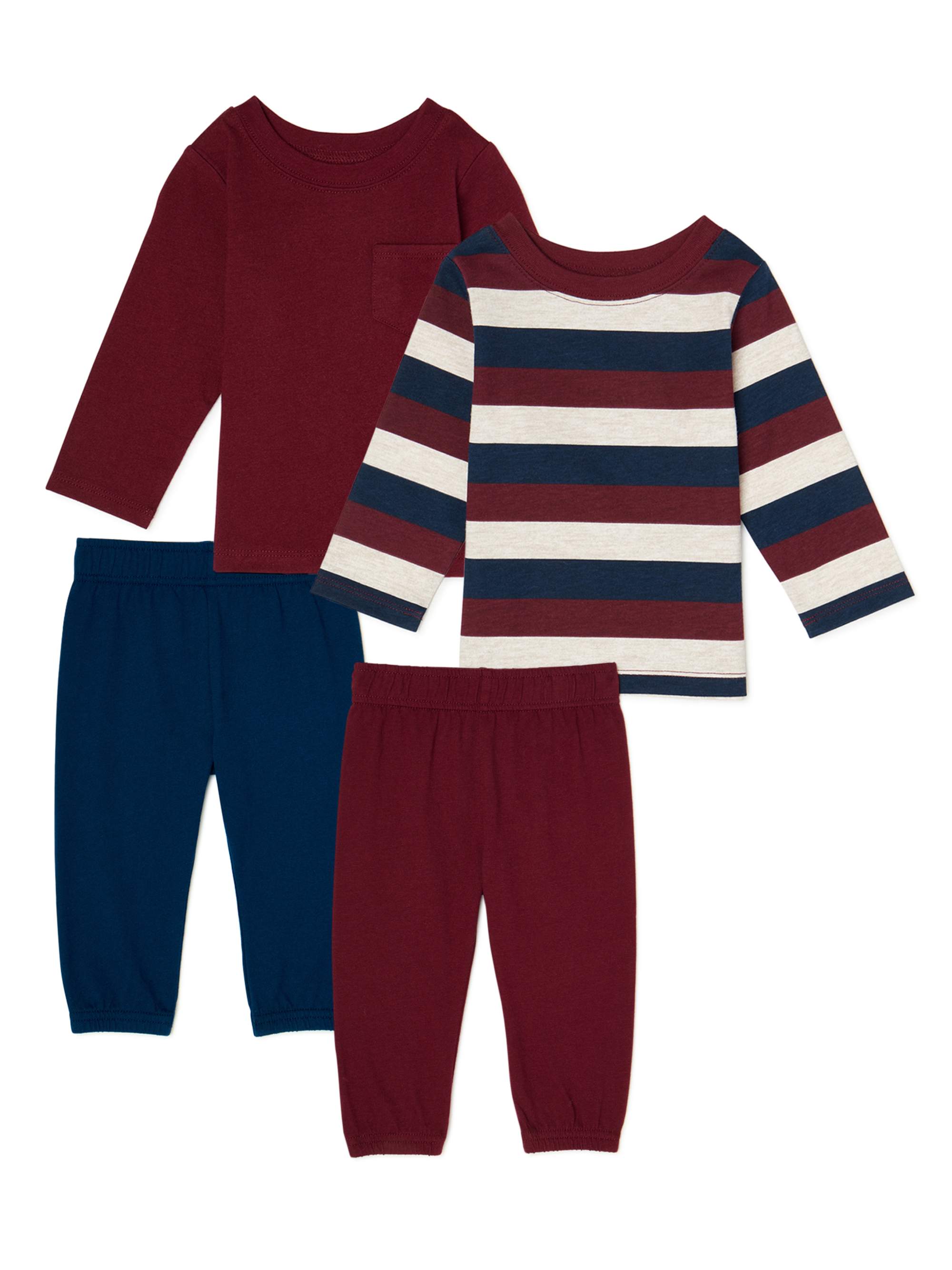 Garanimals Baby Boy Long Sleeve TShirt & Jersey Joggers Outfit Set, 4pc