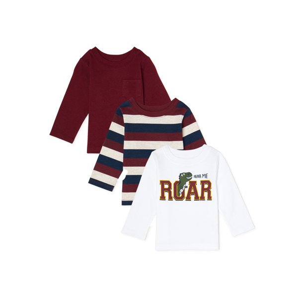 Garanimals Baby Boy Long Sleeve TShirts, 3Pack