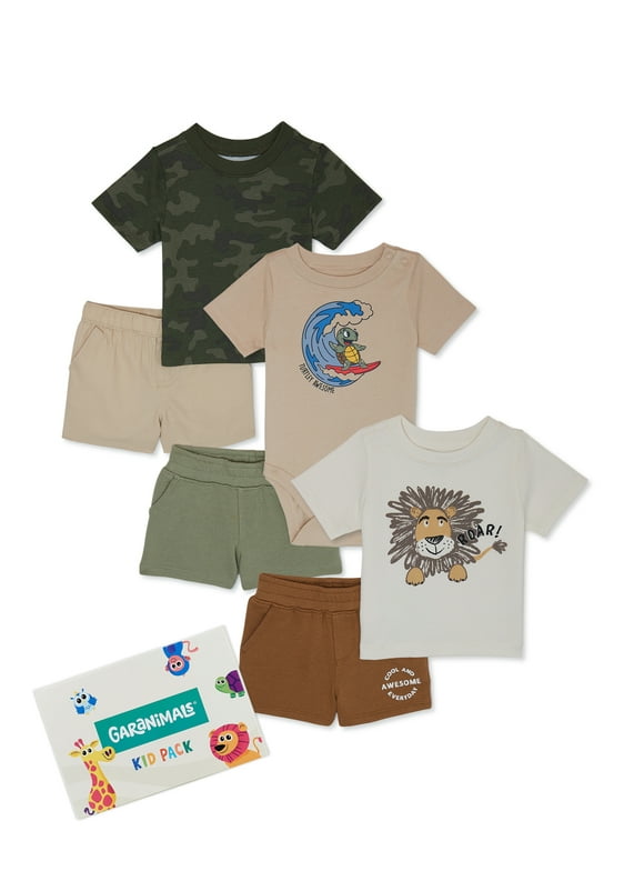 Garanimals Baby Boy Mix and Match Outfit Kid-Pack, 6-Piece, Sizes 0-24 Months