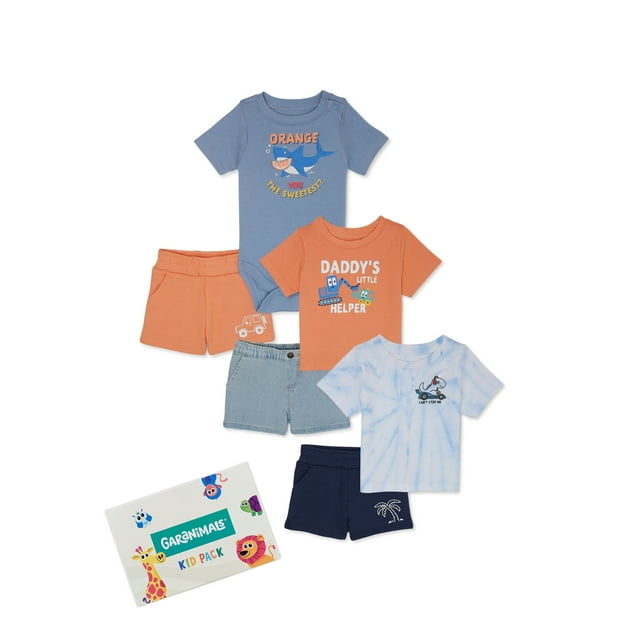 Garanimals Baby Boy Mix and Match Outfit Kid-Pack, 6-Piece, Sizes 0-24 Months