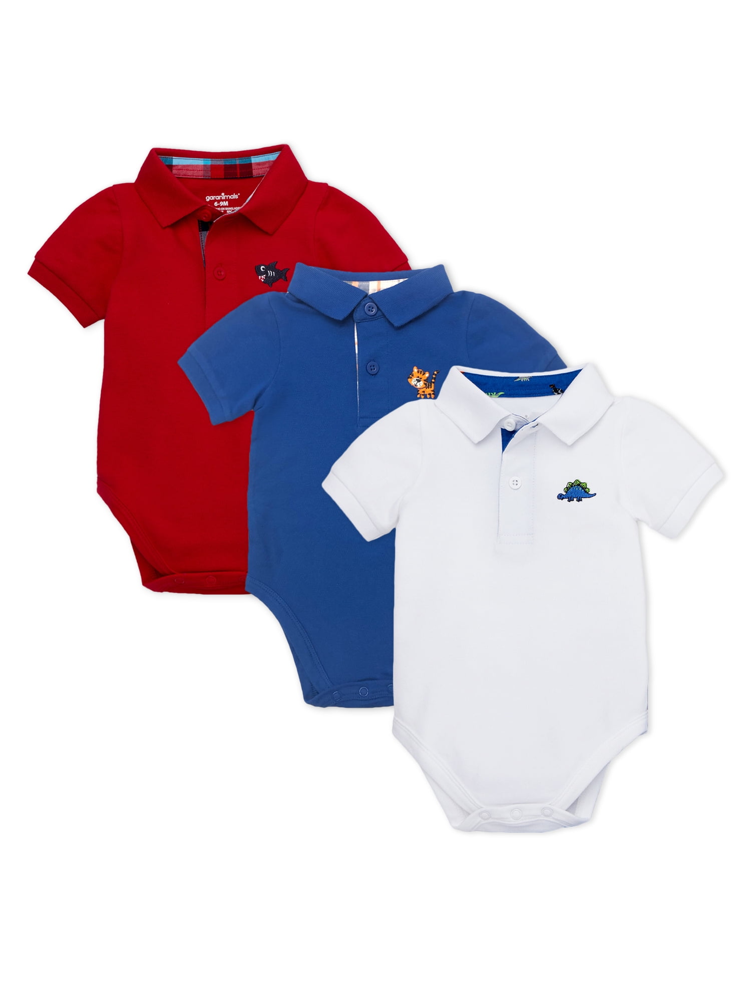 Garanimals Baby Boy Polo Bodysuits, 3Pack