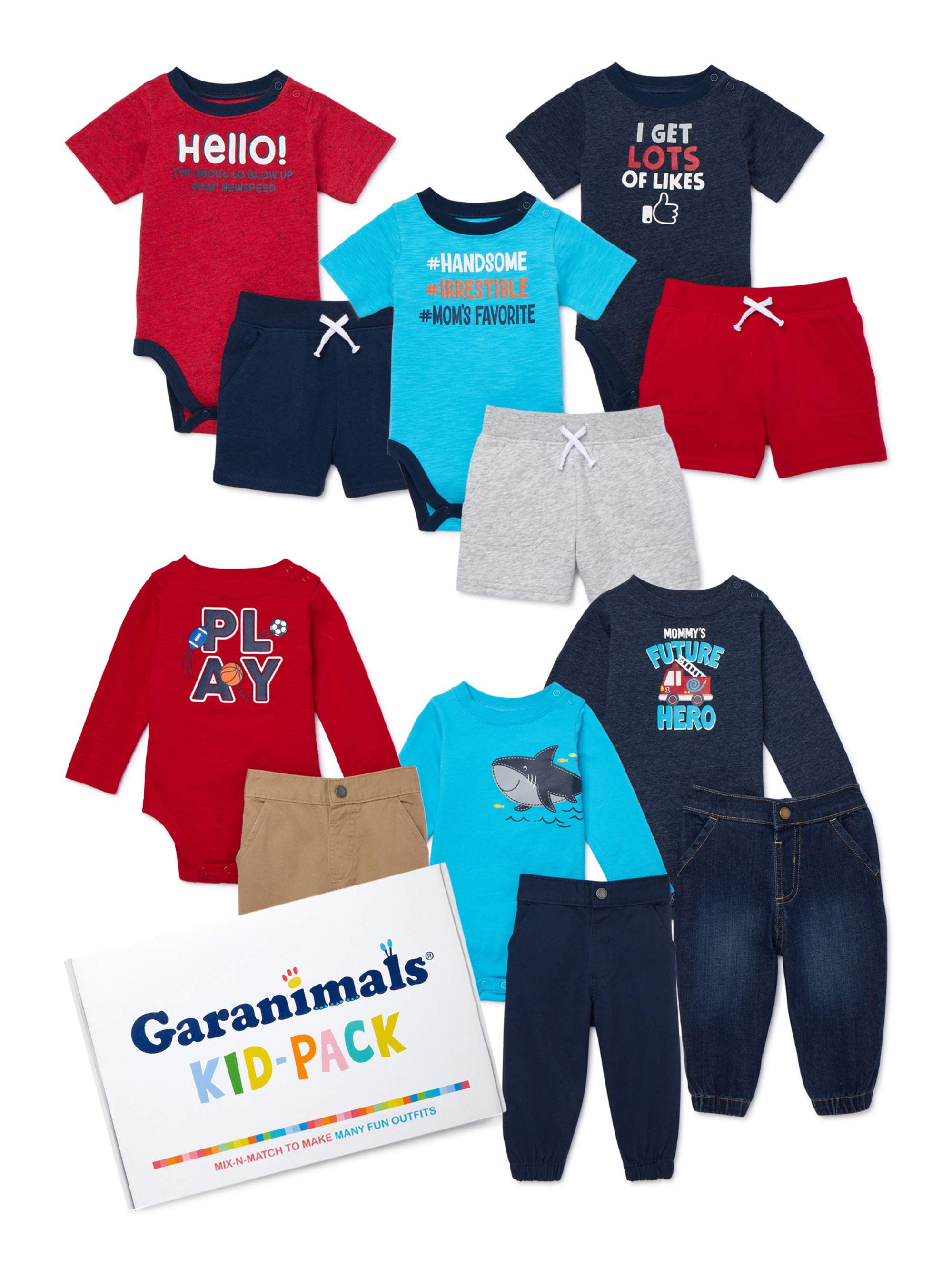 Garanimals Baby Boy Red & Blue KidPack Gift Box, 12pc Set