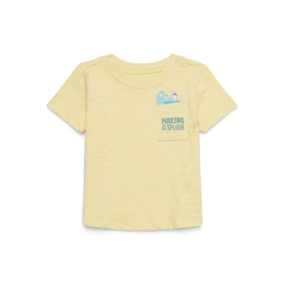 Garanimals Baby Boy Short Sleeve Brushed Jersey T-Shirt with Pocket, Sizes 0-24 Months