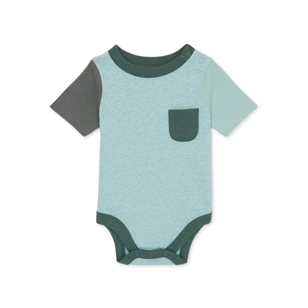 Garanimals Baby Boy Short Sleeve Cotton Solid Bodysuit, Sizes 024