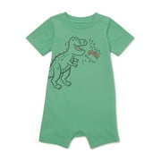 Garanimals Baby Boy Short Sleeve Graphic Romper, Sizes 0-24 Months