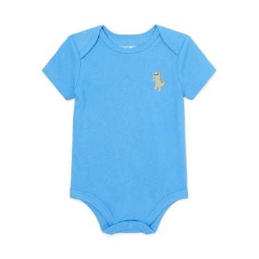 Garanimals Baby Boy Short Sleeve Rib Bodysuit with Embroidery, Sizes 0-24 Months