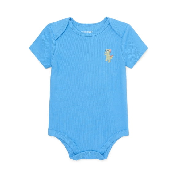 Garanimals Baby Boy Short Sleeve Rib Bodysuit with Embroidery, Sizes 0-24 Months