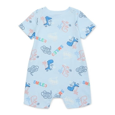 Garanimals Baby Boy Short Sleeve Slub Jersey Print Romper, Sizes 0-24 Months