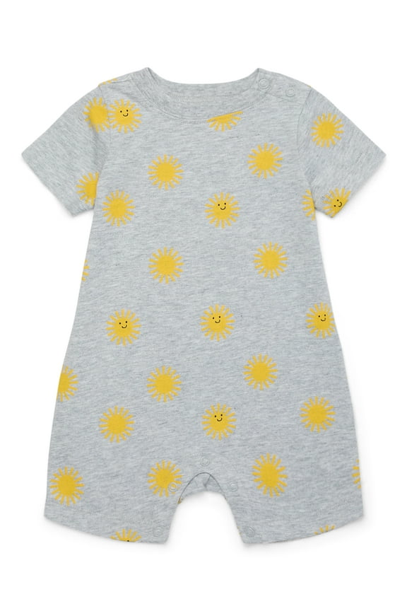 Baby Boy Short Sleeve Slub Jersey Print Romper, Sizes 0-24 Months