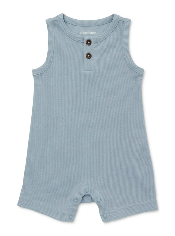 Garanimals Baby Boy Solid Tank Henley Romper, Sizes 0-24 Months