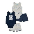 Garanimals Baby Boy Tank Bodysuits and Shorts Outfit Set, 4Piece