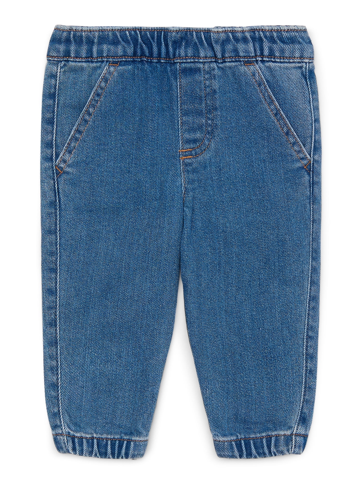 Babyhug Full Length Washed Denim Jogger With Stretch & Cargo Pockets - Light Blue main image 0