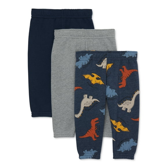 Garanimals Baby Boys' Fleece Jogger Pants, 3-Pack, Sizes 6M-24M