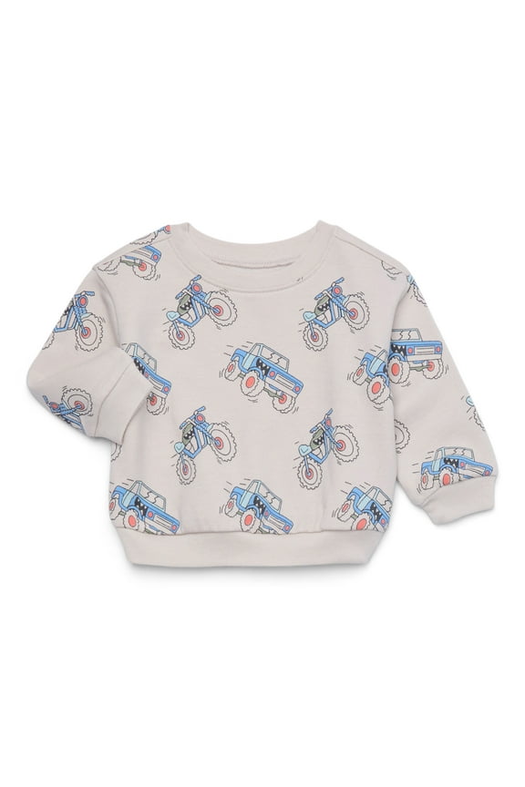 Baby Boys Fleece Printed Sweatshirt with Long Sleeves, Sizes 0-24 Months