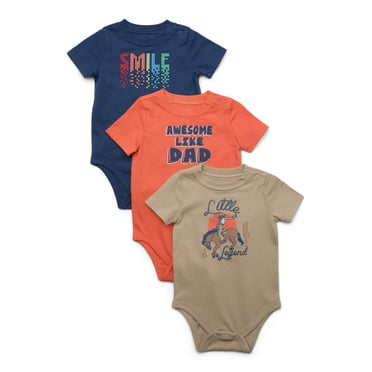 Garanimals Baby Boy Short Sleeve Assorted Bodysuits Multipack, 3-Pack, Sizes 0-24 Months