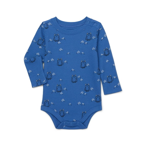 Garanimals Baby Boys Holiday Waffle Knit Bodysuit with Long Sleeves, Sizes 0-24M