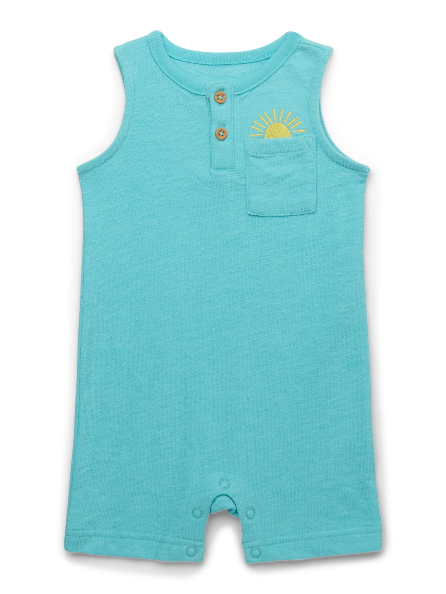 Garanimals Baby Boys Knit Tank Romper with Embroidery, Sizes 0M-24M