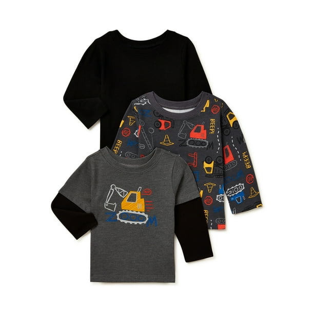 Garanimals Baby Boys Long Sleeve Tee, 3Pack, Sizes 0 Months24 Months