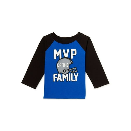 Garanimals Baby Boys MVP of the Family Raglan Long Sleeve T-Shirt, Sizes 0/3M-24M